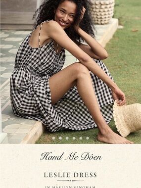 Doen Black and White Gingham Midi Dress